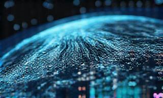 컴퓨터 화면에 나타난 정교한 기후 모델링 시뮬레이션