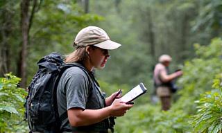 생태계 현장 조사를 통해 데이터를 수집하는 연구원들