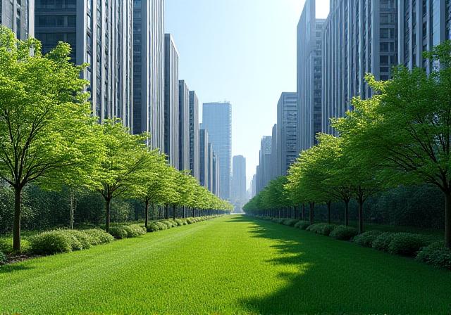 서울 도심의 조성된 푸른 녹지 공간