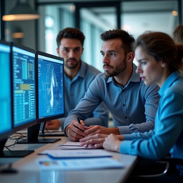 환경 데이터를 심도 있게 분석하는 님버스블룸 연구팀의 모습